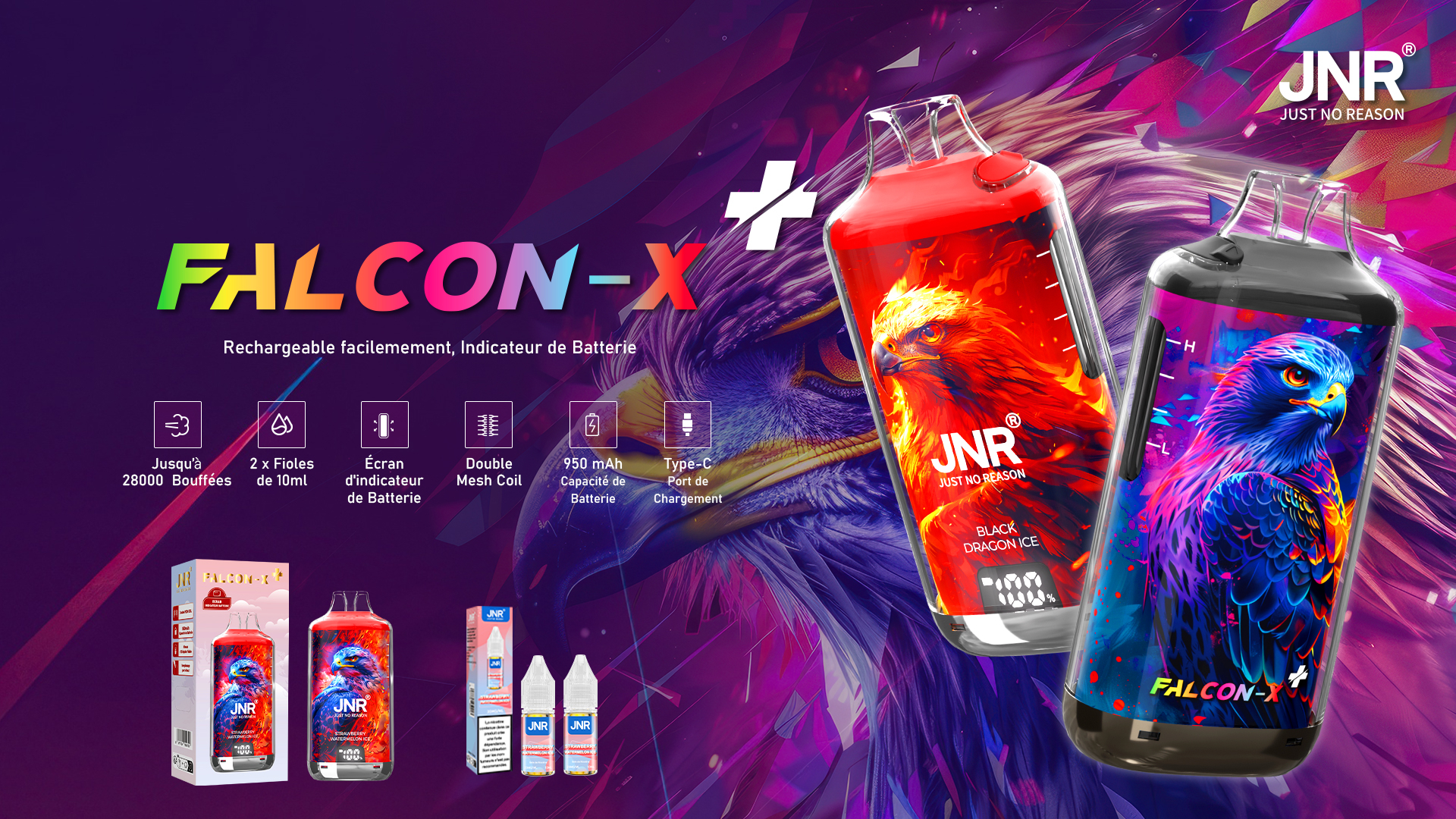 Bannière de présentation Falcon-X 28k bouffées